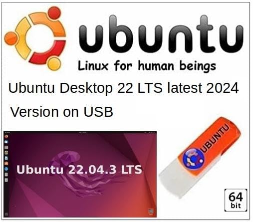 Ubuntu 22.04.3 LTS Latest Version Desktop Edition on 16gb USB