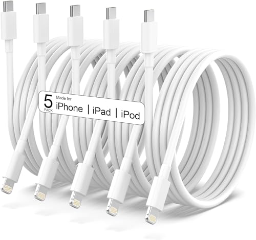 USB C to Lightning Cable [Apple MFi Certified] - 5 Pack 6FT Type C to Lightning Cable Power Delivery Fast Charging iPhone Charger for iPhone 14 13 12 11 Pro Max XR XS X 8 SE