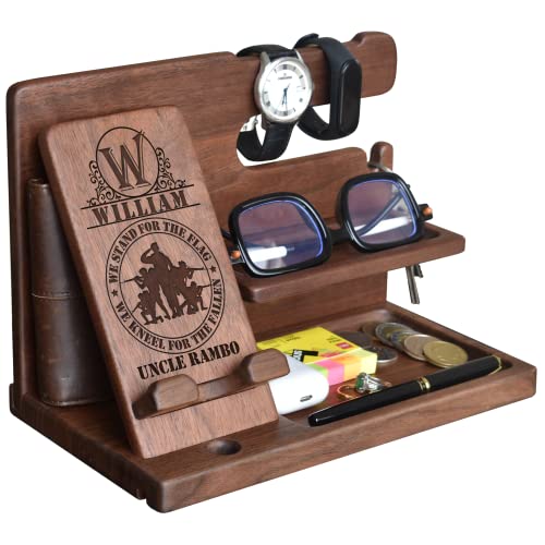 Gooin Global Veteran Day Personalized Military Gifts for Men Who Have Everything. Handmade Luxury Wooden Desk Organizers Gift for Soldiers