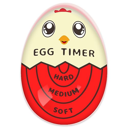 Lasubst Egg Timer for Boiling Eggs Soft Hard Boiled Egg Timer That Changes Color When Done,Red