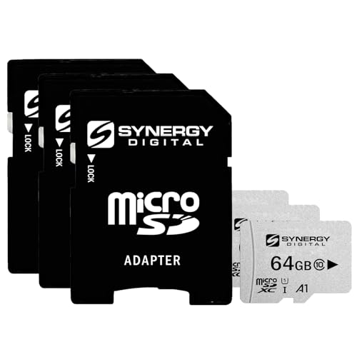 Synergy Digital 64GB Micro SDXC Secure Digital UHS-I Memory Cards, Compatible with UDI RC U842 Falcon Quadcopter Drone - Class 10, U1, 100MB/s, 300 Series - Pack of 3