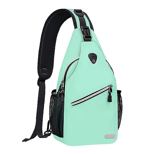 MOSISO Sling Backpack, Multipurpose Crossbody Shoulder Bag Travel Hiking Daypack, Mint Green, Medium