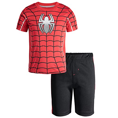 Marvel Spider-Man Big Boys Athletic Pullover T-Shirt Mesh Shorts Outfit Set 8