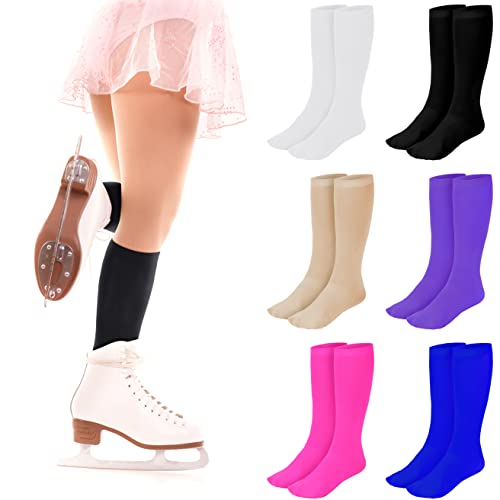 SATINIOR womens 6 Pairs Ice Skating Solid Color Light Opaque Knee Girl Socks, Multi Color, Medium
