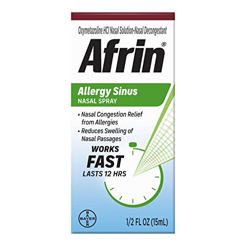 Afrin Allergy Sinus Nasal Spray - Fast and Powerful Nasal Decongestion From Allergies, For Adults and Children 6 Years and Older, 0.50 Fl Oz (Pack of 1)