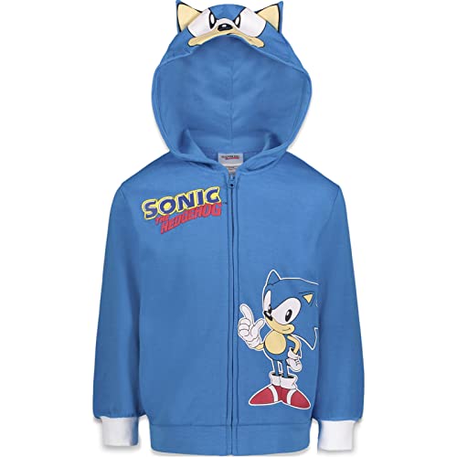 SEGA Sonic The Hedgehog Toddler Boys Fleece Long Sleeve Zip-Up Costume Hoodie 5T Blue