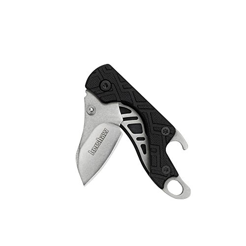 Kershaw 1.4-Inch Folding Pocketknife with Bottle Opener and Keychain - Black Handle
