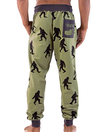 Lazy One Men's Jogger Sweatpants, Cozy, Warm, Pockets, Bigfoot, Mythical (Small)