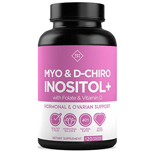 Premium Inositol Supplement - Myo-Inositol and D-Chiro Inositol Plus Folate and Vitamin D - Ideal 40:1 Ratio - Hormone Balance & Healthy Ovarian Support for Women - Vitamin B8-30 Day Supply