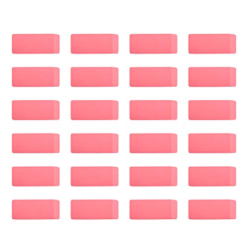 Amazon Basics Rectangular Eraser, 24 Count, Pink