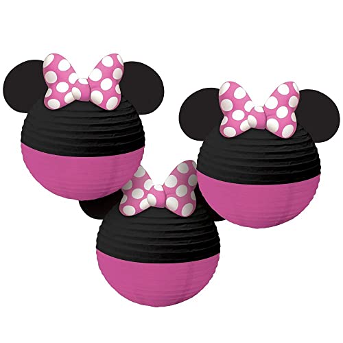 Adorable Black & Pink Minnie Mouse Forever Paper Lanterns - 9.5' (Pack of 3) - Unique & Charming Design, Stand Out on Your Special Occasion - Perfect for Any Event