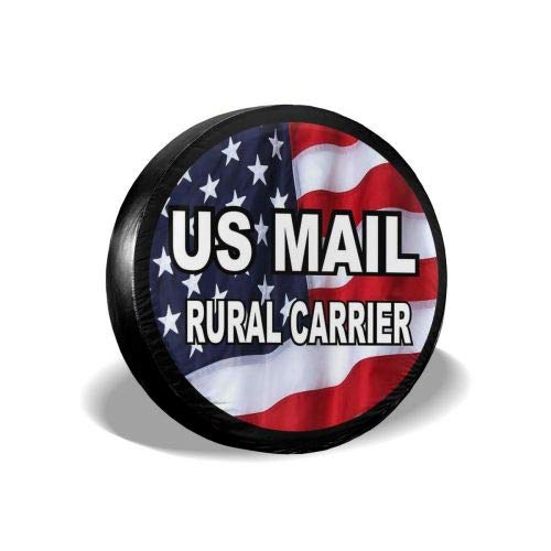 US Mail Rural Carrier Spare Wheel Tire Cover Weatherproof Tire Protectors for Jeep Trailer RV SUV Truck and Many Vehicles (14' 15' 16' 17') (US Mail Rural Carrier, 17'' for diameter 31''-33'')
