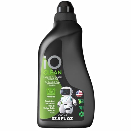 iO CLEAN Concentrate Carpet Cleaner Shampoo (33.8 FL OZ) – Deep Cleaner & Deodorizer – Alone or Machine Use – Stain Remover and Odour Eliminator – For Carpets Rugs and Upholstery