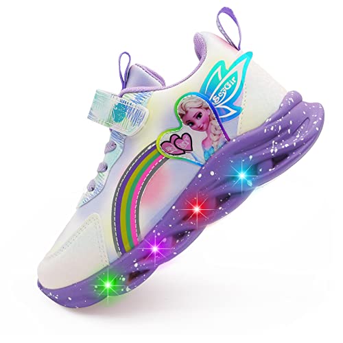 Movie Casual Shoes LED Light Up SneakersSnow Princess Shoes Baby Toddler Shoes Girl Birthday Present (10,Purple)