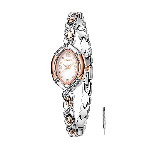 TIME100 Women's Watches Bracelet Crystal Oval Dial Ladies Fashion Dress Wrist Watch Waterproof (Silver-2)