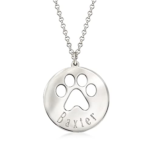 Ross-Simons Name - Sterling Silver Paw Print Pendant Necklace. 18 inches