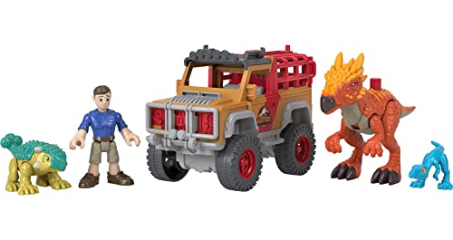 Fisher-Price Imaginext Jurassic World Camp Cretaceous Runaway Dinos 5-Piece Dinosaur Toy Set with Ben and Bumpy for Kids Ages 3+ Years