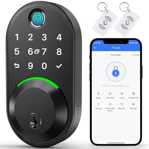 Keypad Smart Lock - Fingerprint Deadbolt with Remote App Control and Keyless Entry for Front Door Security