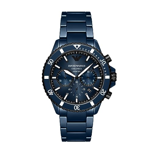 Emporio Armani Men's Chronograph Blue Ceramic Bracelet Watch (Model: AR70009)