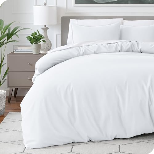 Bare Home Bedding Duvet Cover Queen Size - Premium 1800 Super Soft Duvet Covers Collection - Lightweight, Cooling Duvet Cover - Soft Breathable Bedding Duvet Cover (Queen, White)