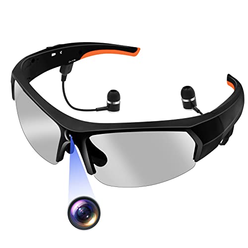 eovas Camera Glasses HD 1080P Bluetooth Glasses with Camera Sunglasses Smart Video Glasses Camera for Outdoor Sports Shooting,Built-in 32GB Memory Card