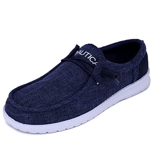 Nautica Men's Comfort Loafers, Lace-Up Boat Shoe, Lightweight Casual Stretch Sneaker-Rushford-Blue Navy 1-9.5