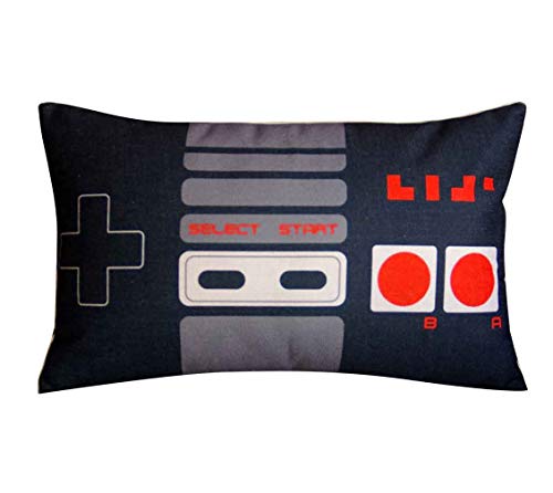 FAVDEC Decorative Game Pad Pillow Cover 12 Inches x 20 Inches, Throw Pillow Cover with Gamepad Pattern, Cover only
