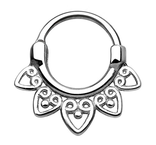 Forbidden Body Jewelry 14g Surgical Steel Tribal Fan Cartilage and Septum Hoop with Click Closure