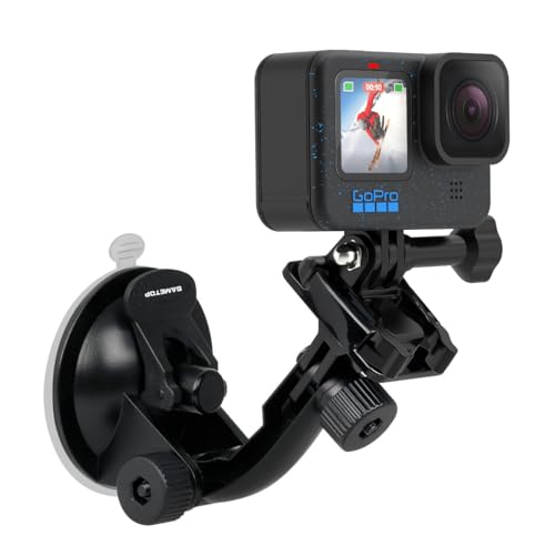 Sametop Suction Cup Mount Compatible with Gopro Hero 12, 11, 10, 9, 8, 7, 6, 5, 4, Session, 3+, 3, 2, 1, Hero (2018), Max, Fusion, DJI Osmo Action Cameras; Perfect for Car Windshield and Window