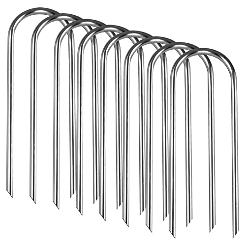 Trampolines Wind Stakes Heavy Duty U Type Sharp Ends Safety 12inch Ground Anchor Galvanized Steel for Soccer Goals, Camping Tents and Huge Garden Decoration (Trampoline Anchors 8pcs)