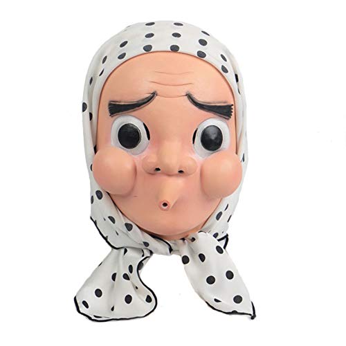 JCvCX Haganeduka Hotaru Cosplay Funny Full Face Mask Haganeduka Hotaru Costume Mask Grandma Mask with Headscarf Latex Masque Tengu mask