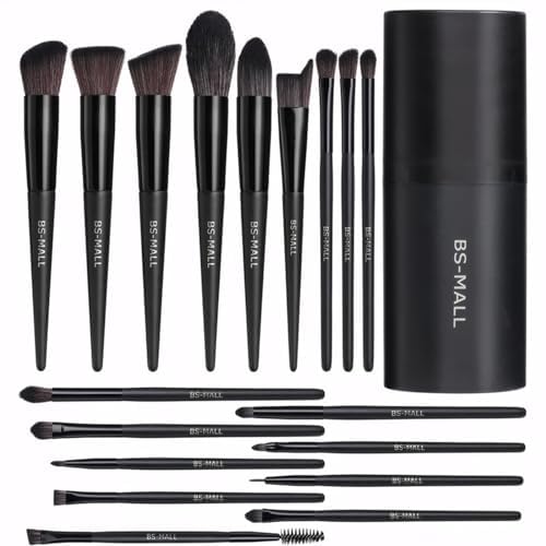 BS-MALL Makeup Brush Set 18 Pcs Premium Synthetic Foundation Powder Concealers Eye shadows Blush Makeup Brushes with black case (C-Black)