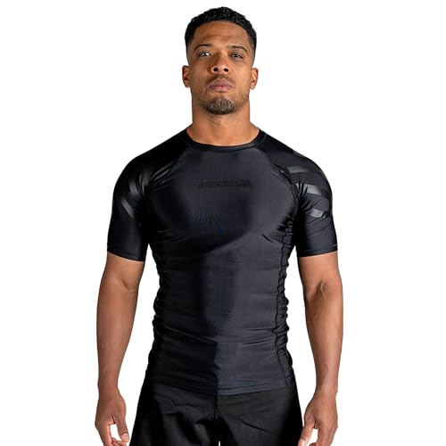 Sanabul Essentials Short Sleeve Compression Shirt for Men | Jiu Jitsu BJJ T Shirt (XL, All Black)