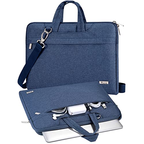 V Voova Laptop Bag Carrying Case 15 15.6 16 inch with Shoulder Strap, Slim Computer Sleeve Compatible for MacBook Pro 15/16, 15' Surface Laptop, Dell XPS 15, HP Asus Acer Lenovo Notebook, Blue