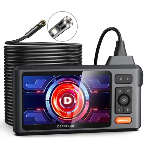 50FT Sewer Inspection Camera,DEPSTECH 1080P Dual Lens Endoscope Camera with Lights, 5' IPS Screen Borescope,Split Screen, IP67 Waterproof Snake Camera,7.9mm Scope Camera for Wall Drain Pipe Automotive