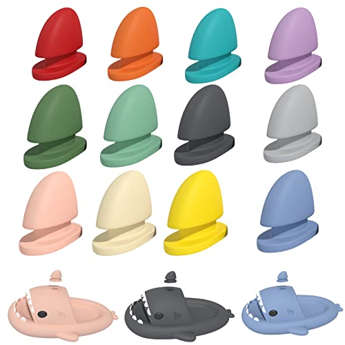 Shark Slides Santa Hat Fins Replacements, 2/12Pair Shark Cloud Dorsal Extra Removable Fins Accessories On Top Only (12 Colors, Women7-7.5/Men5.5-6)