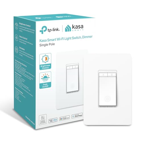 Kasa Smart Dimmer Switch HS220, Single Pole, Needs Neutral Wire, 2.4GHz Wi-Fi Light Switch Works with Alexa and Google Home, UL Certified, No Hub Required, 1 Pack