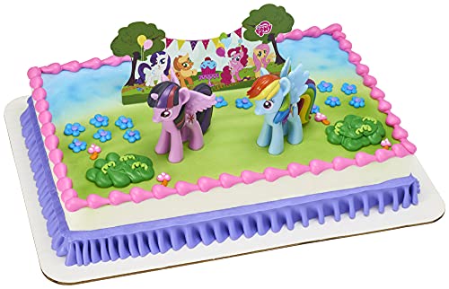 DecoPac My Little Pony Cake Topper, 3-Piece Cake Decorations with Rainbow Dash and Twilight Sparkle Ponies for Fun After the Birthday Party, 3'
