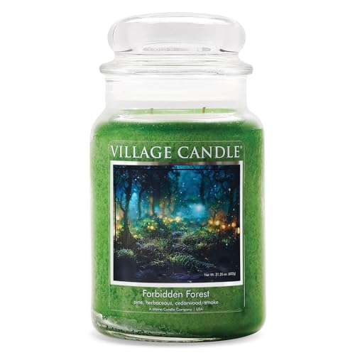 Village Candle Forbidden Forest Large Glass Apothecary Jar Scented Candle, 21.25oz, Green