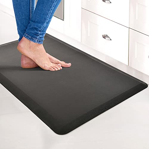 Art3d Anti Fatigue Mat - 1/2 Inch Cushioned Kitchen Mat - Non Slip Foam Comfort Cushion for Standing Desk, Office or Garage Floor (17.3'x28', Black)