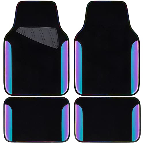 CAR PASS Chameleon Iridescent Reflective PU Leather&Waterproof Universal Carpet car Floor mats,Fit for 95% Suvs,Sedans,Vans,Trucks&Car Mat for Women(Reflective Color Change)