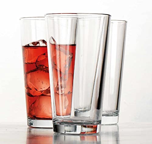 Drinking Glasses Set of 4 Highball Glass Cups 17 oz by Home Essentials Water Colins Cooler Beverage Glassware. For the Bar, Beer, Juice, Iced Tea, and Cocktails. Dishwasher Safe.