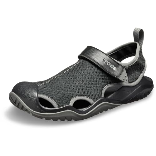 Crocs Men's Swiftwater Mesh Deck Sandals, Black, 10 Men