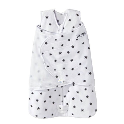 HALO Micro Fleece Sleepsack Swaddle, 3-Way Adjustable Wearable Blanket, TOG 3.0, Mini Stars Charcoal, Newborn, 0-3 Months