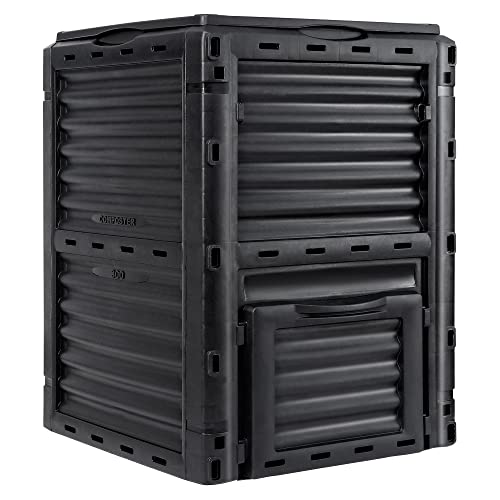 F2C Garden Compost Bin from BPA Free Material -80 Gallon(300 L) Large Compost Bin Aerating Outdoor Compost Box Easy Assembling, Lightweight, Fast Creation of Fertile Soil, Black