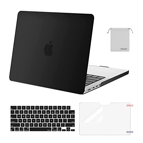 MOSISO Compatible with MacBook Pro 14 inch Case 2024 2023 2022 2021 Release M3 A2918 A2992 M2 A2779 M1 A2442 Pro Max, Plastic Hard Shell&Keyboard Cover&Screen Protector&Storage Bag, Black