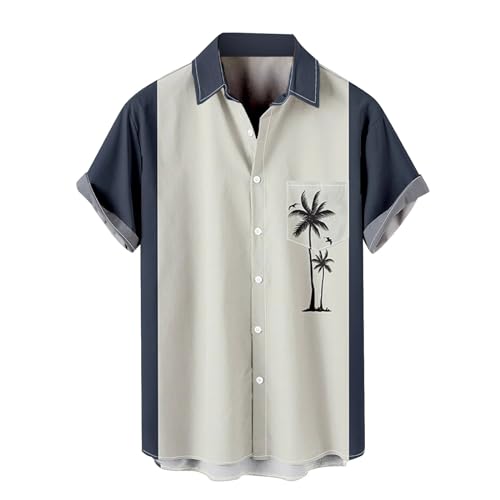 MYNKYLL Men's Ocean Shirts Long Sleeve Casual Button Down Beach Flower Shirt and Long Suits Mens Trunks (Navy, XXXXL)