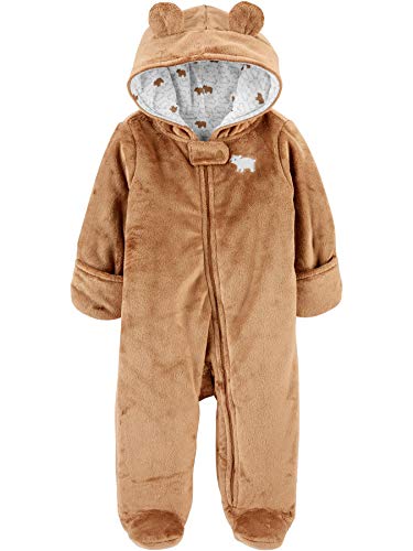 Simple Joys By Carter's Unisex Baby Fleece Footed Jumpsuit Pram Snowsuit, Brown Bear, 6-9 Months US