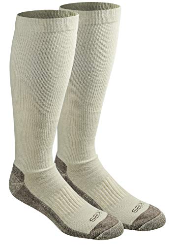 Dickies Men's Light Comfort Compression Over-The-Calf Socks, Uniform Khaki (2 Pairs), Shoe Size: 12-15