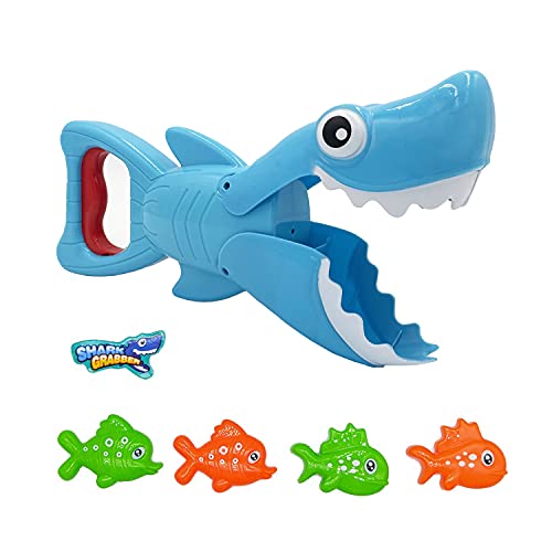 2023 Upgraded Shark Bath Toys Baby Pool Bathtub Toys Shark Grabber with Teeth Biting Action Include 4 Toy Fish Shark Swim Toys Bath Toys No Mold for Kids Boys Girls Toddlers Ages 3 4 5 6 7 8